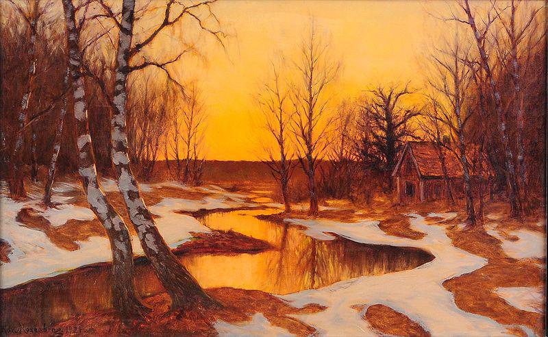 Edward Rosenberg Solnedgang i vinterlandskap Spain oil painting art
